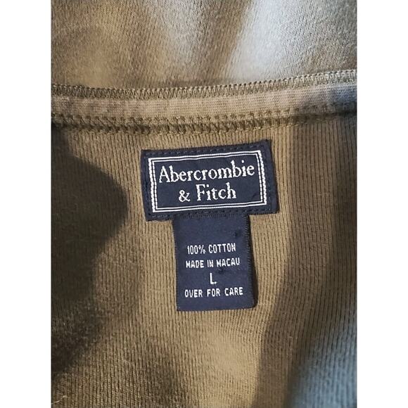 Abercrombie & Fitch Women’s Large Olive Green Crop Top 3/4 Sleeve Button Shirt - Picture 3 of 3